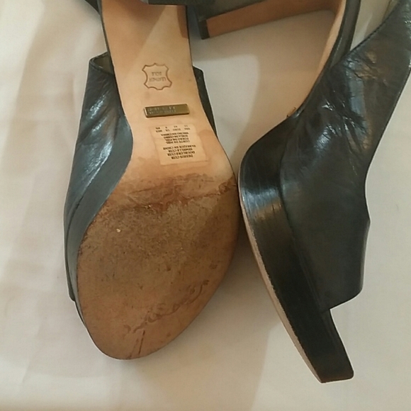 4.5 Inch open toe sling Back Leather Heel - Picture 3 of 7